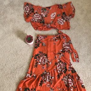 Premium wrap front beach skirt with crop top